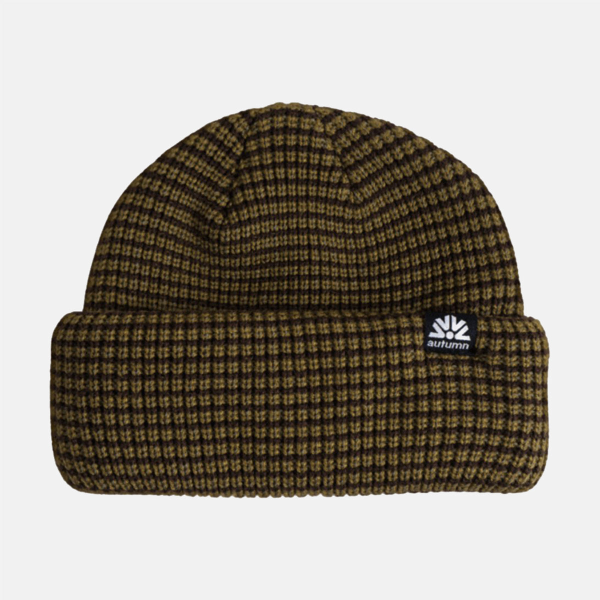 Autumn Stripe Double Roll Beanie - Fir