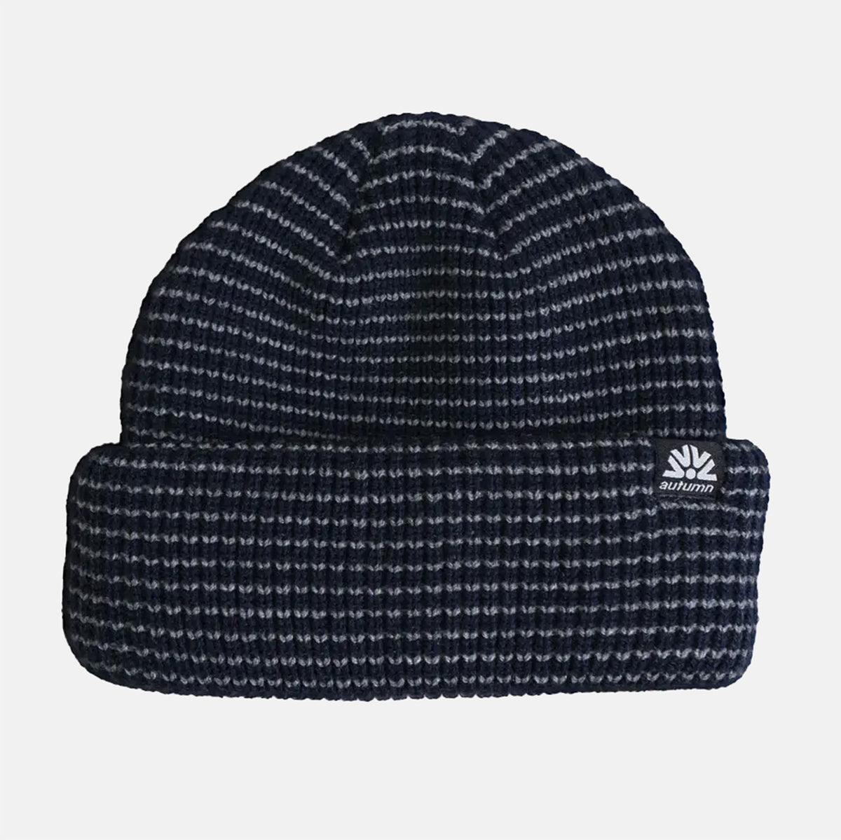 Autumn Stripe Double Roll Beanie - Midnight