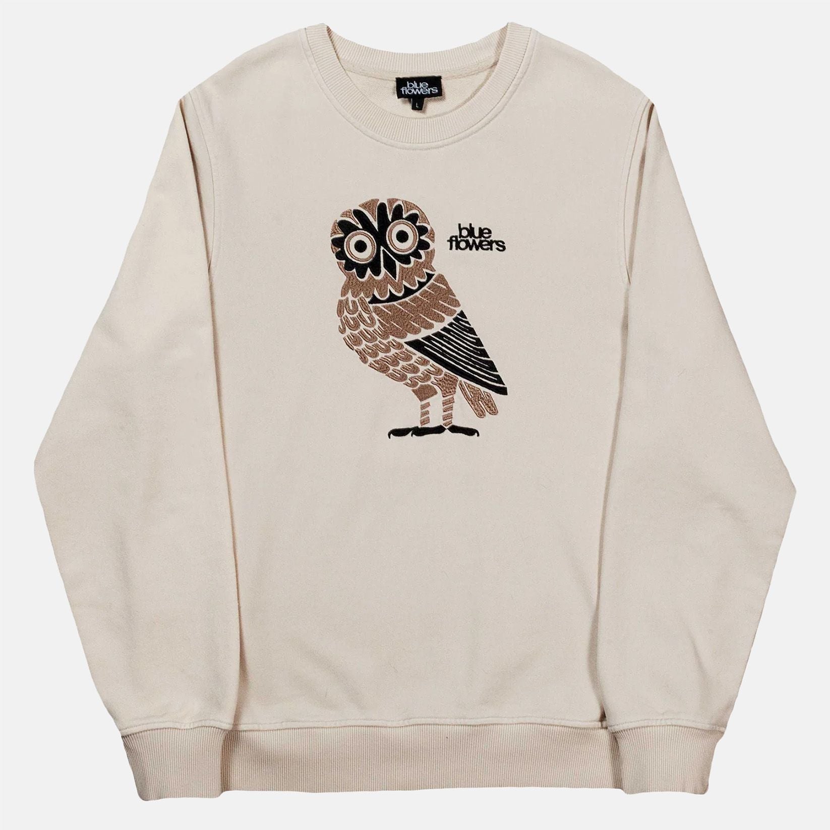 Blue Flowers Owl Sweatshirt - Cream Cream Bild 1