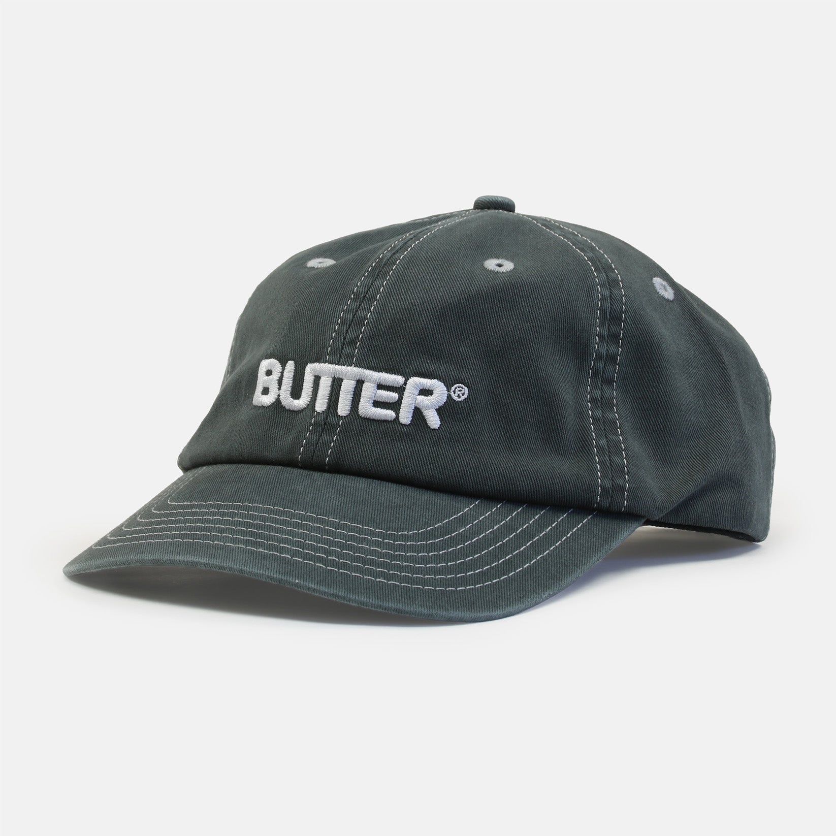 Butter Goods Rounded Logo 6 Panel Cap - Washed Black Schwarz Bild 1