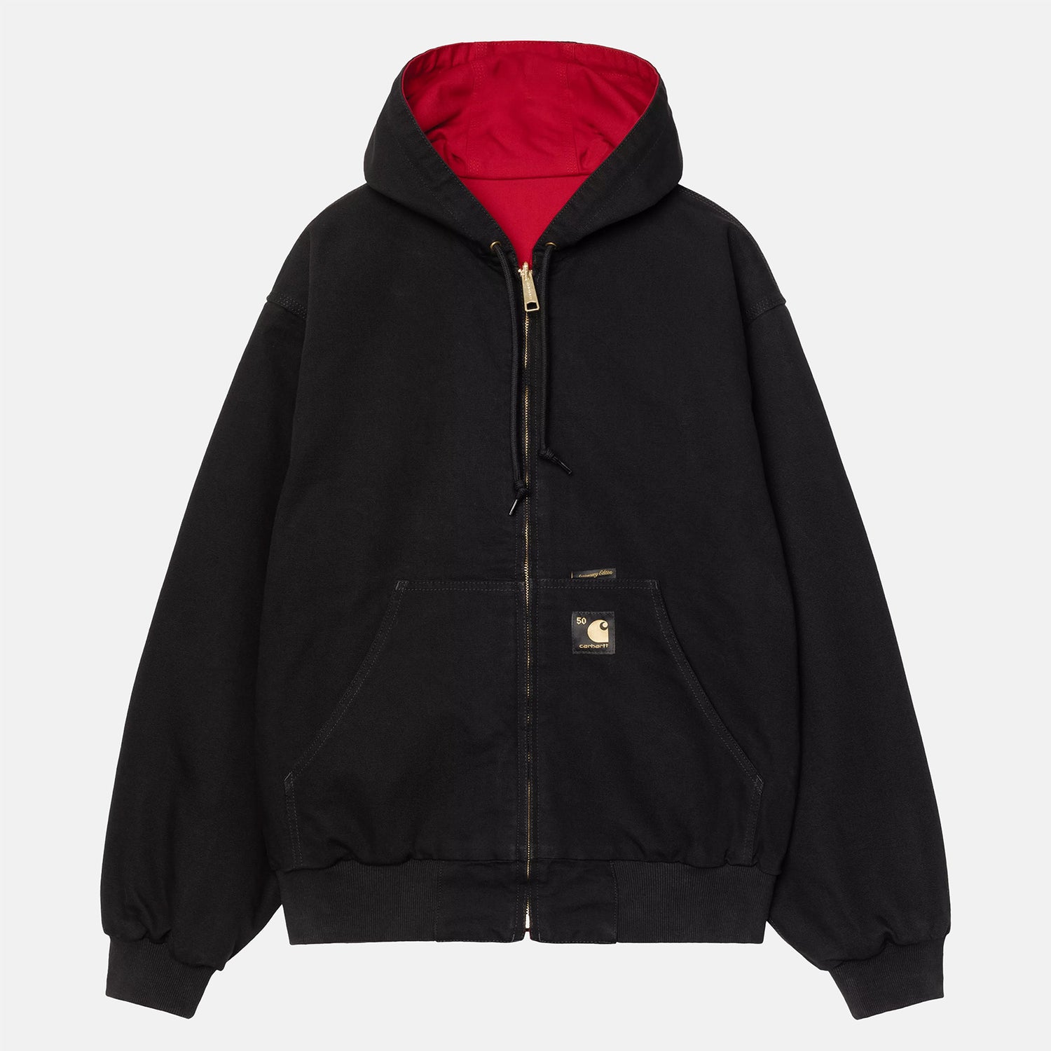 Carhartt WIP 50 Years Anniversary OG Active Canvas Jacke - Black / USA Red Rinsed Schwarz Bild 1