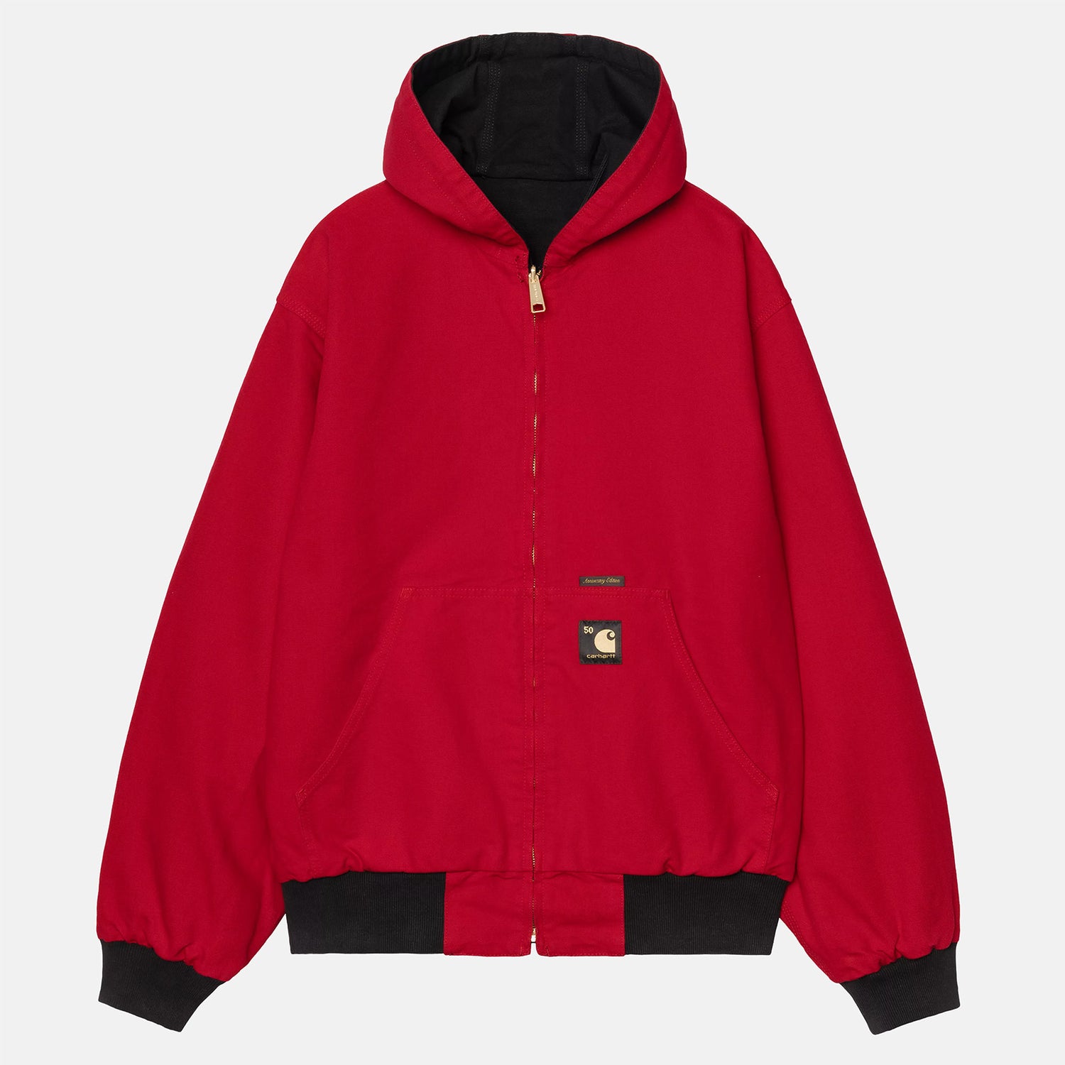 Carhartt WIP 50 Years Anniversary OG Active Canvas Jacke - Black / USA Red Rinsed Schwarz Bild 3