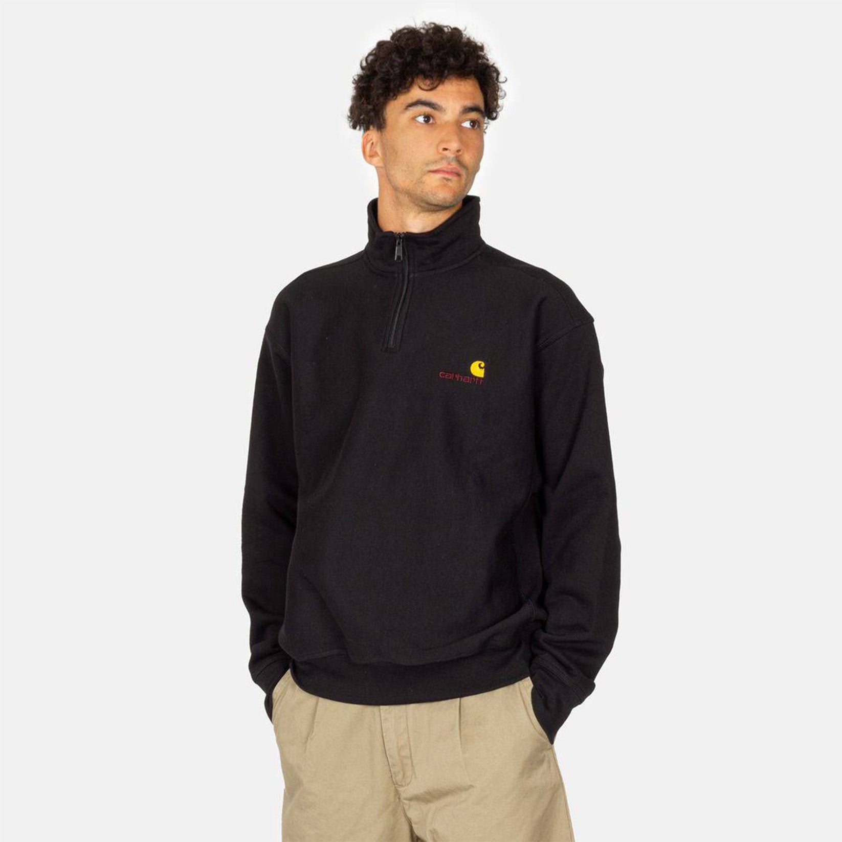 Carhartt WIP American Script Half Zip - Black Schwarz Bild 1