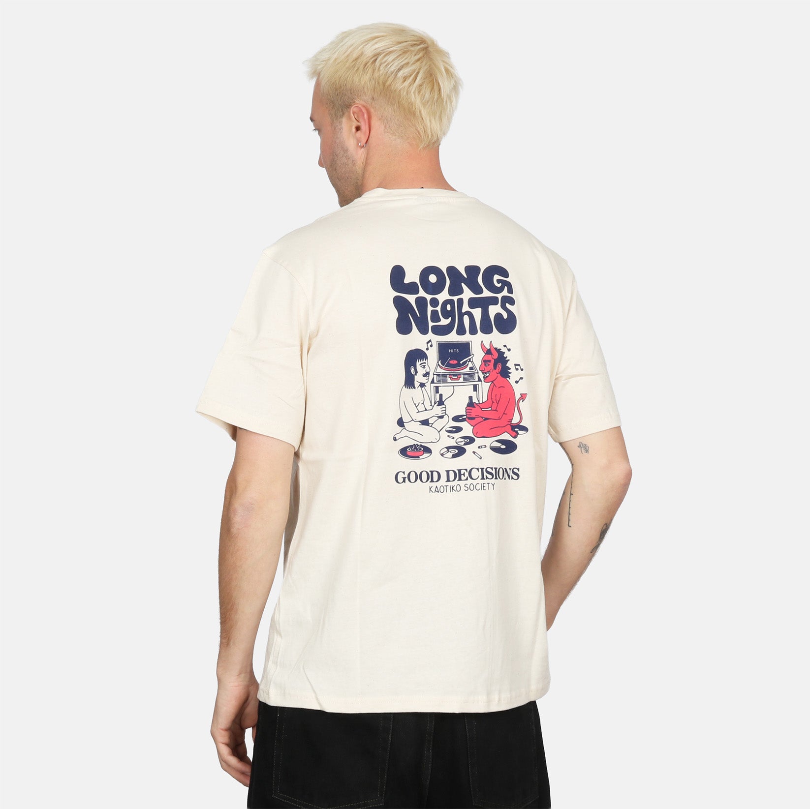 Kaotiko Long Nights Organic Cotton T-Shirt - Ivory Weiß Bild 1