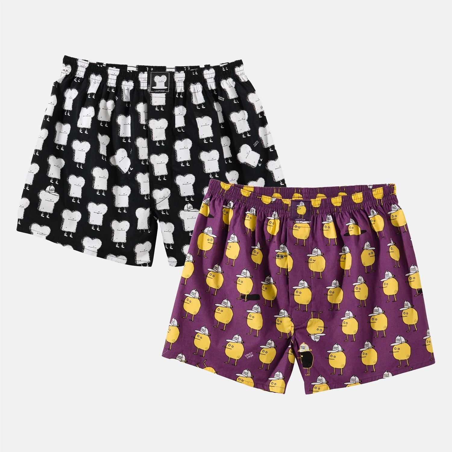 Lousy Livin Toast & Zitrone 2 Pack Boxershorts - Purple / Black Mehrfarbig Bild 1