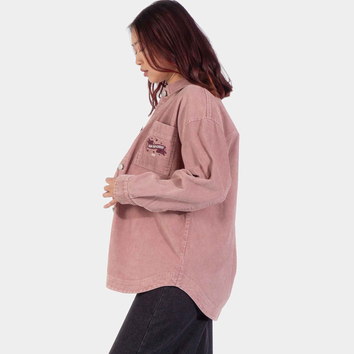 Santa Cruz Scribe Strip Long Sleeve Shirt - Putty Wash, model seitlich