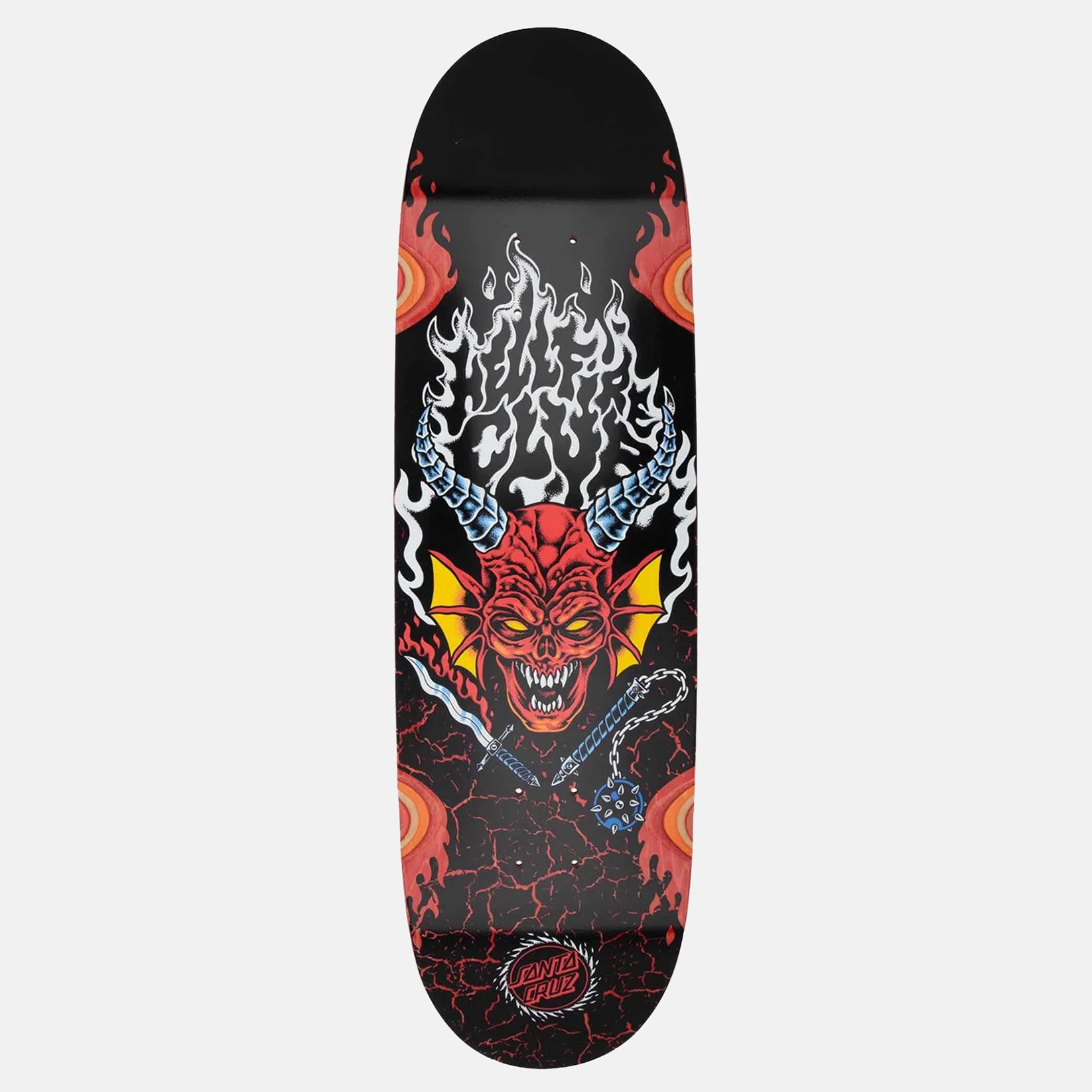 Santa Cruz x Stranger Things Hellfire Club Flames 9.0 Deck Mehrfarbig Bild 1