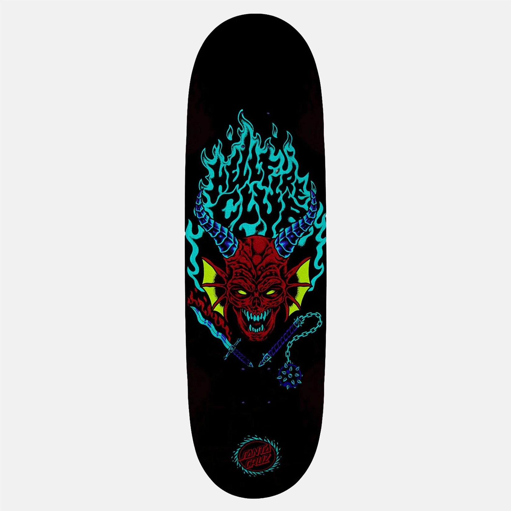 Santa Cruz x Stranger Things Hellfire Club Flames 9.0 Deck Mehrfarbig Bild 2