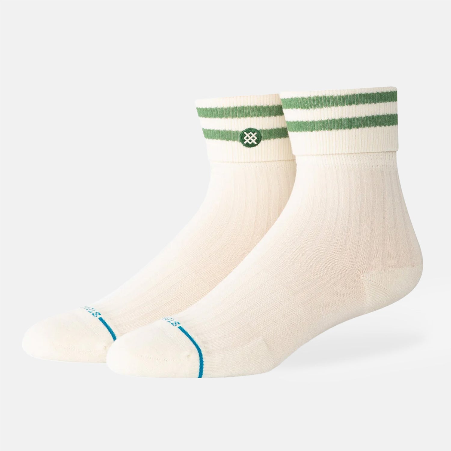 Stance Roll Cuff Quarter Socks - Green Weiß Bild 1