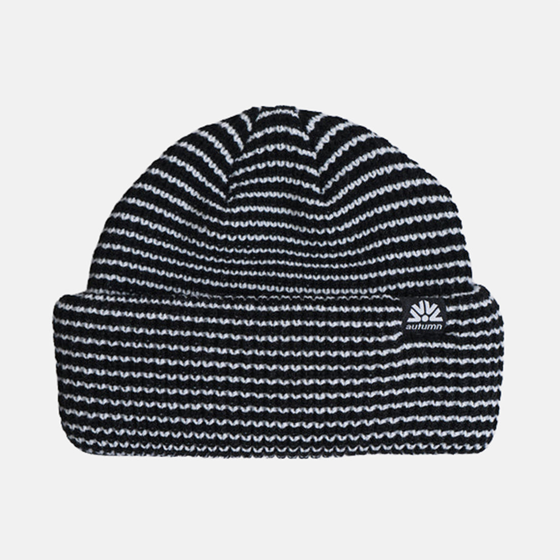 Autumn Stripe Double Roll Beanie - Black