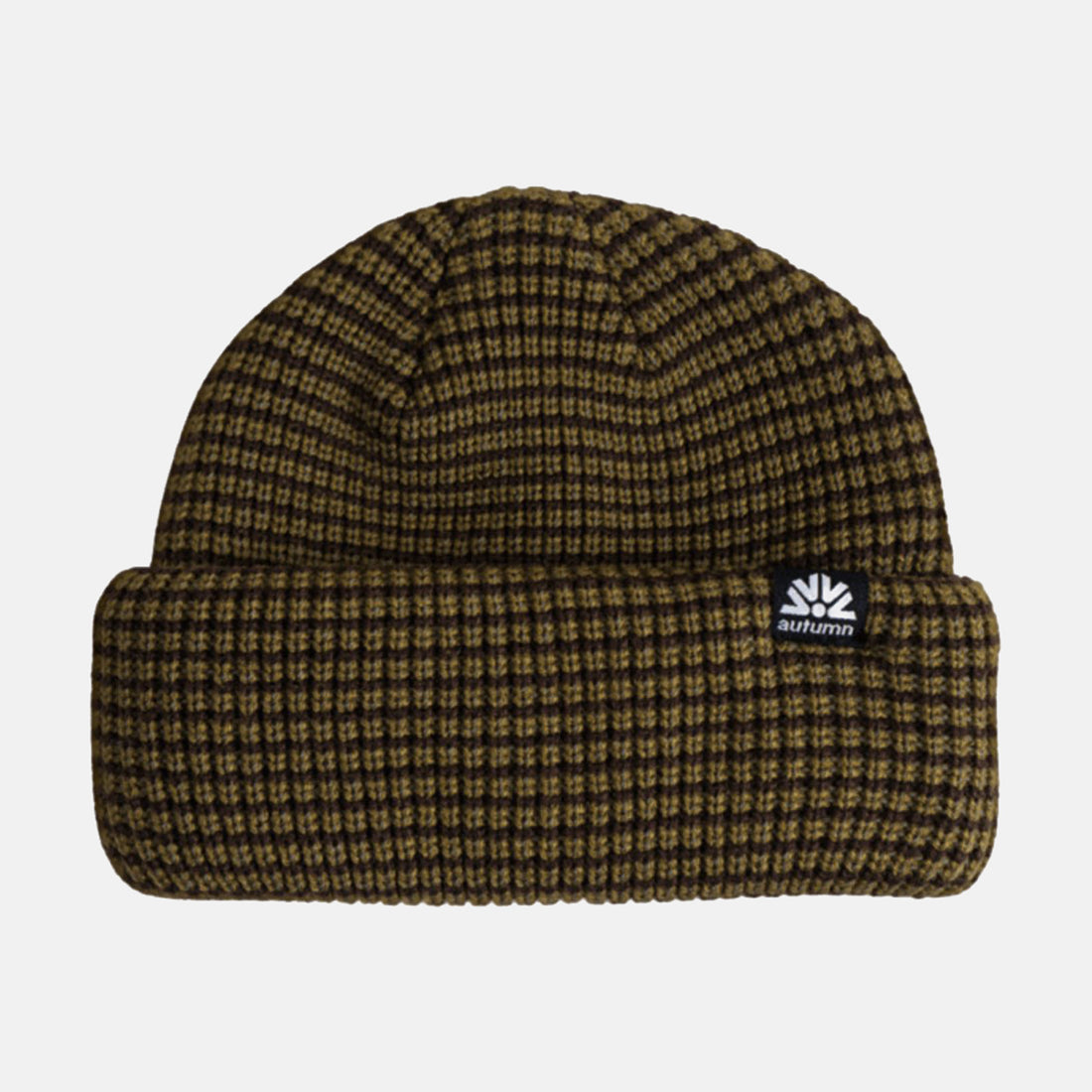 Autumn Stripe Double Roll Beanie - Fir