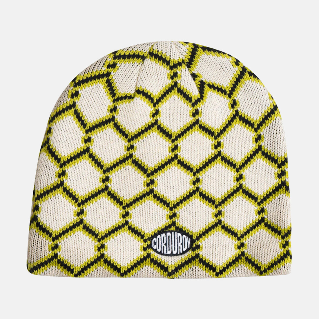 Corduroy Keep Out Skully Beanie - Eggshell