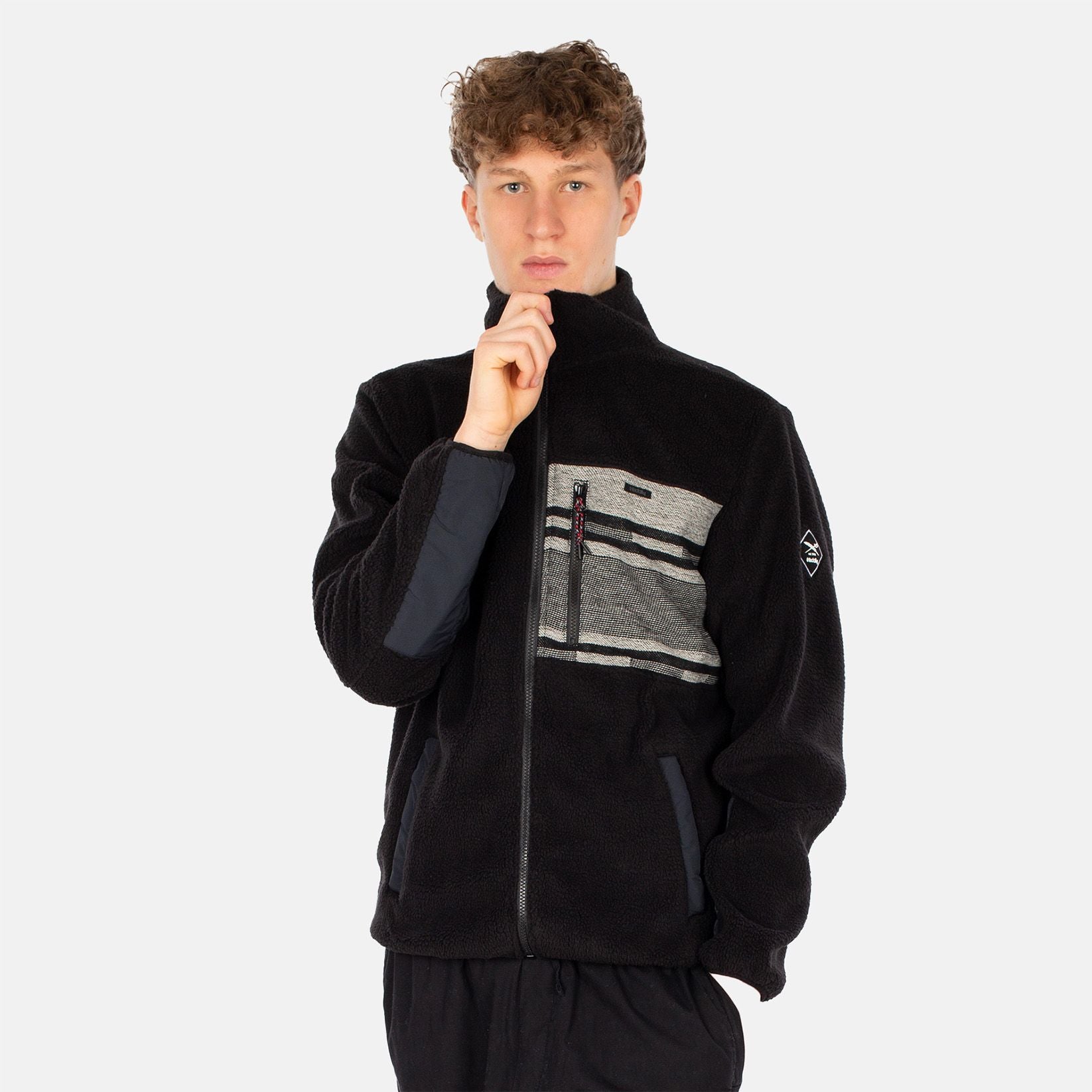 Iriedaily Wonderer Track Fleece Jacke - Black / White - Blowout Skateshop