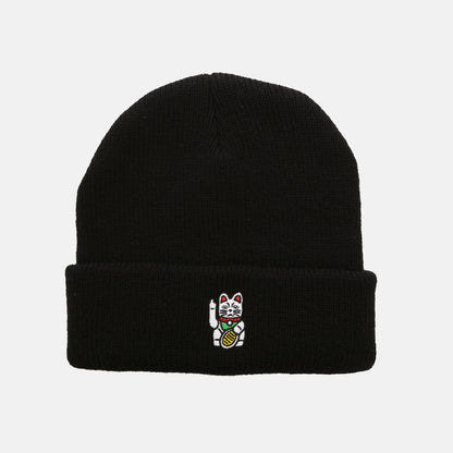 Iriedaily Bye Bye Cat Beanie - Black - Blowout Skateshop