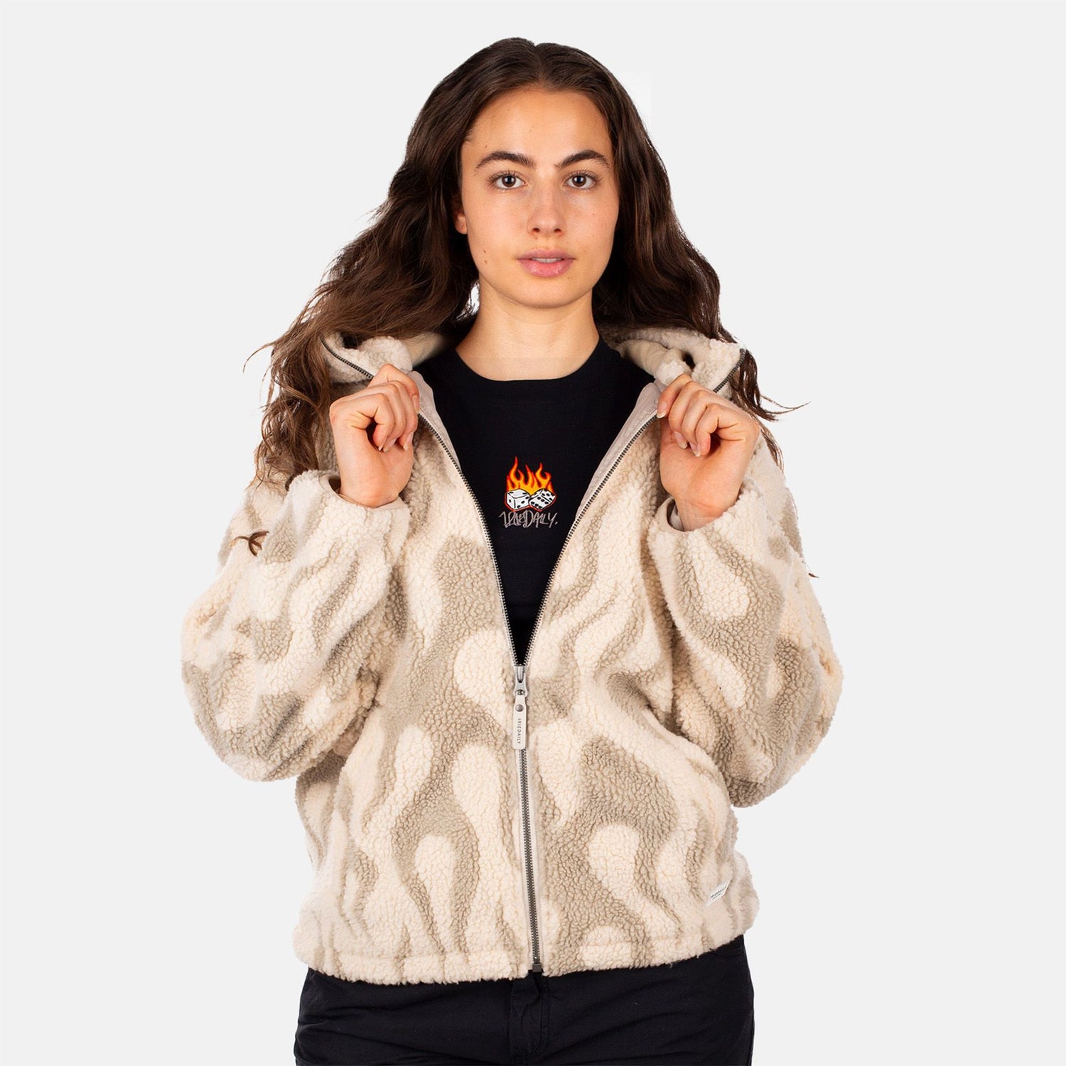 Iriedaily Pat Teddy Fleece Jacke - Beige - Blowout Skateshop