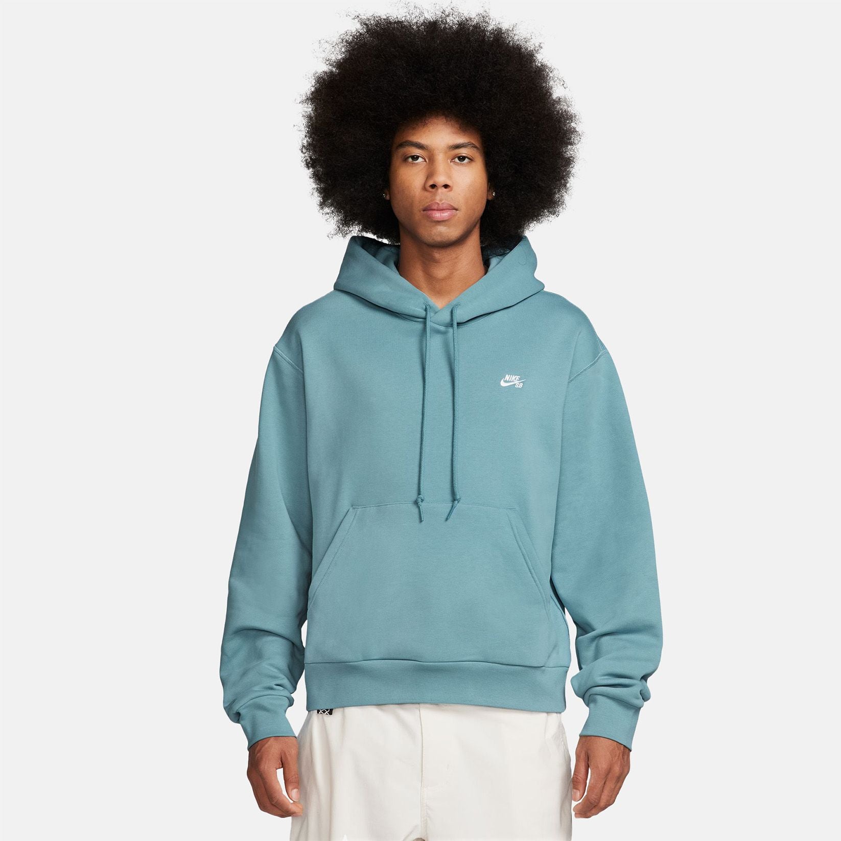 Nike SB Fleece Essential Logo Hoodie - Denim Turquoise / White - Blowout Skateshop