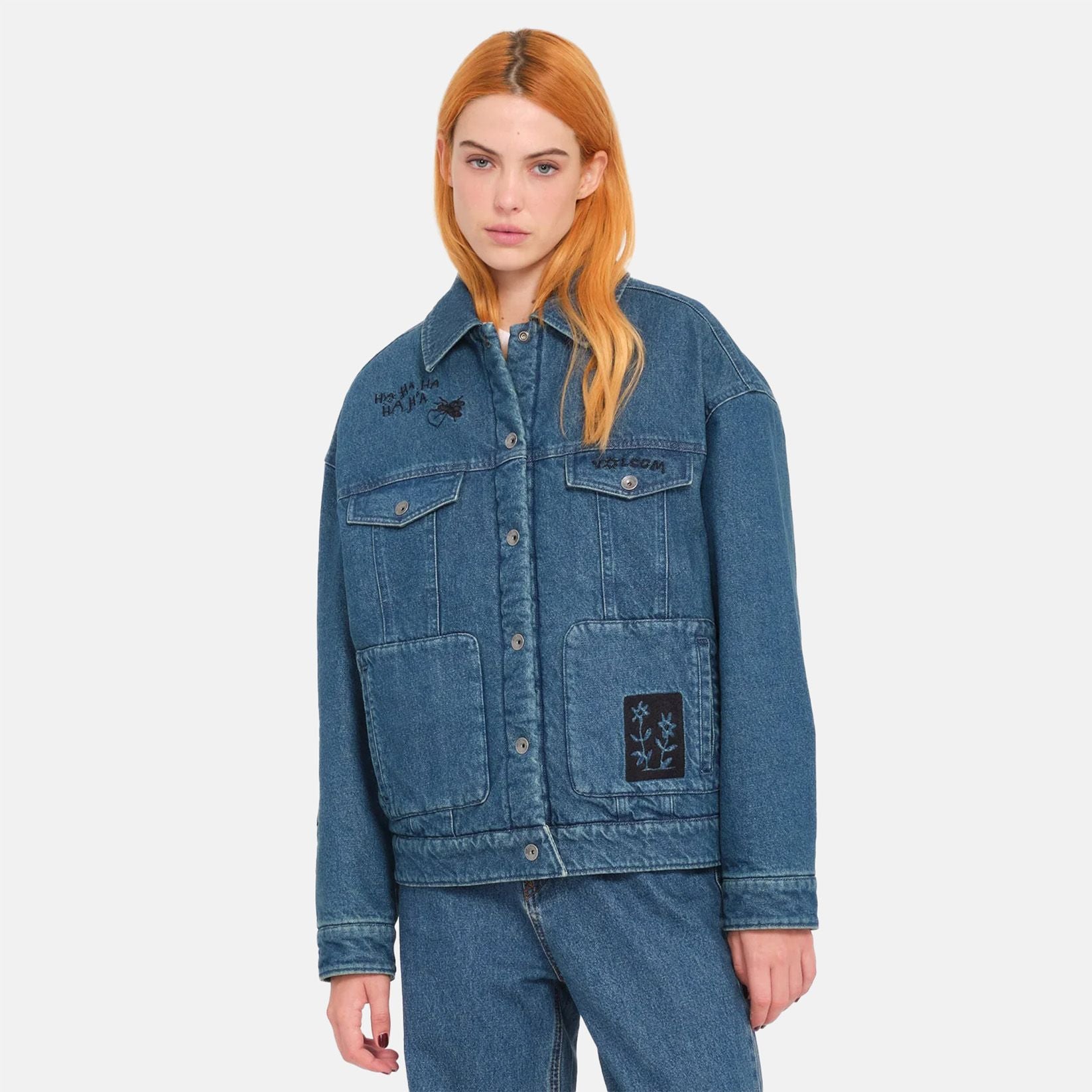 Volcom Women Keutchi Denim Jacket - Vintage Indigo - Blowout Skateshop