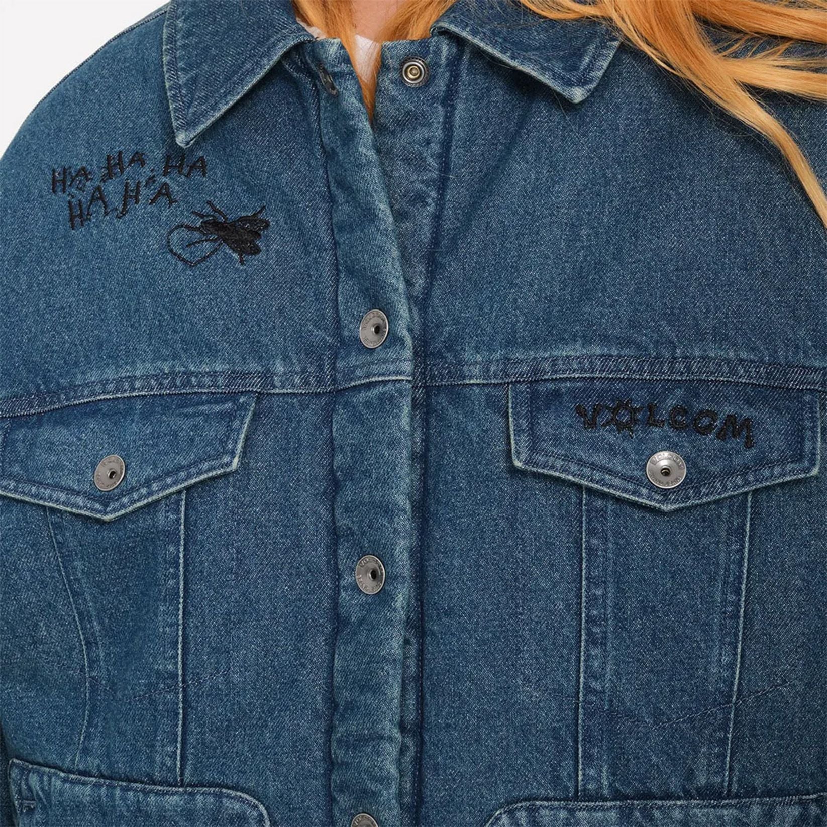 Volcom Women Keutchi Denim Jacket - Vintage Indigo - Blowout Skateshop