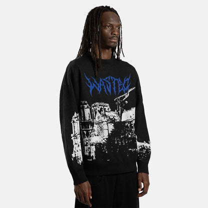 Wasted Paris Vault Knit Crewneck - Black - Blowout Skateshop