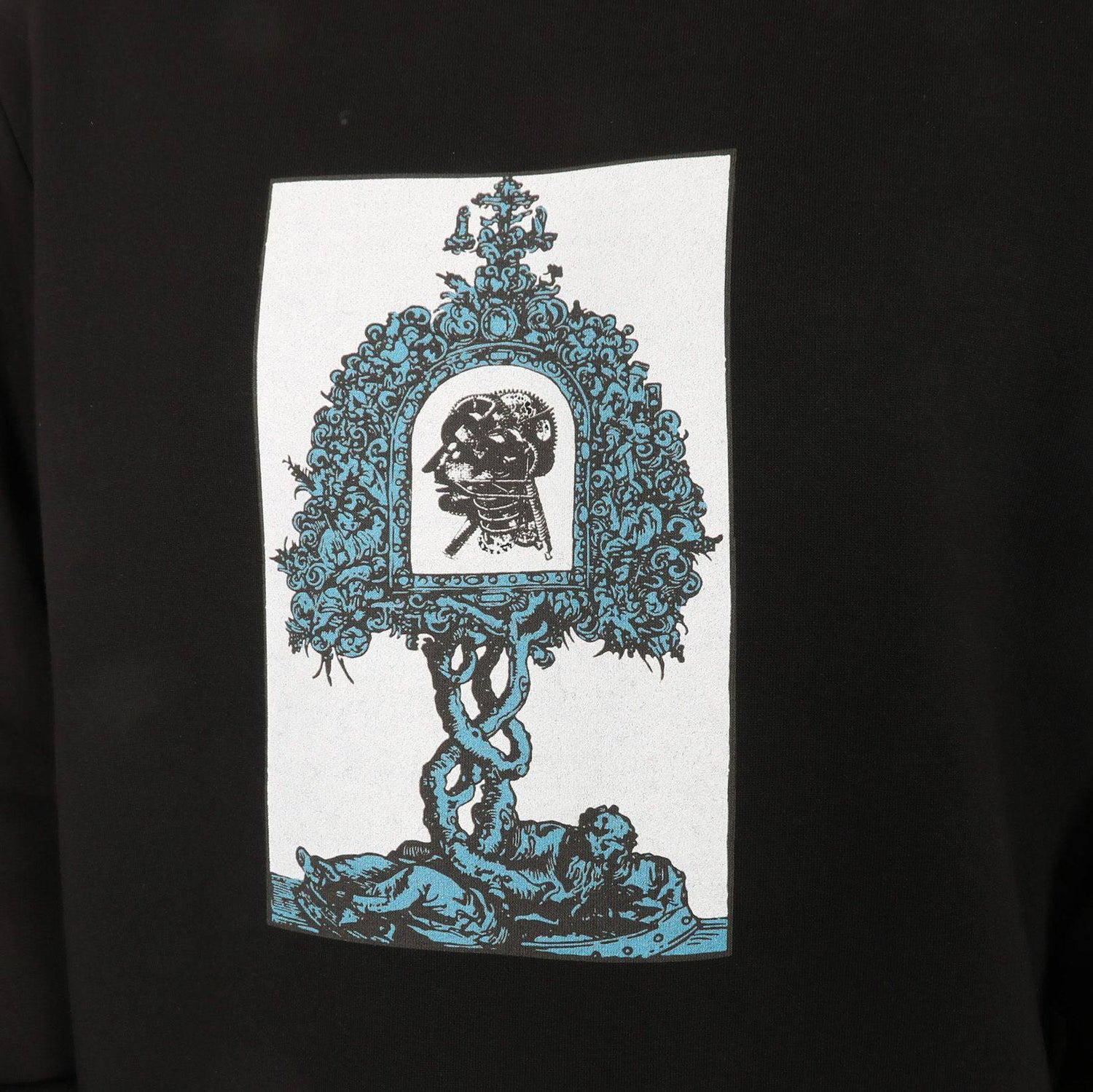 Blue Flowers Brain Tree Sweatshirt - Black - Blowout Skateshop