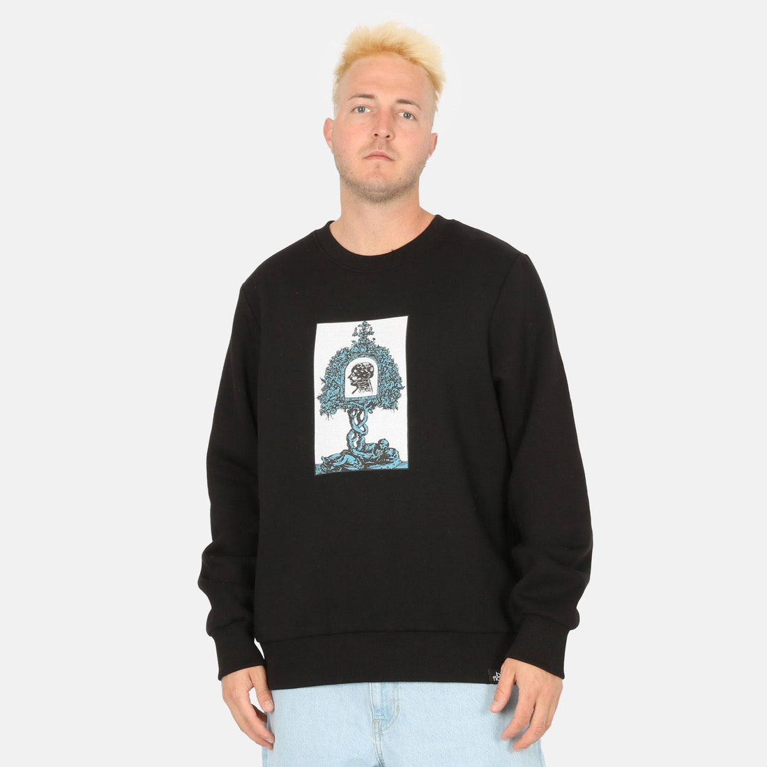 Blue Flowers Brain Tree Sweatshirt - Black Bild 1