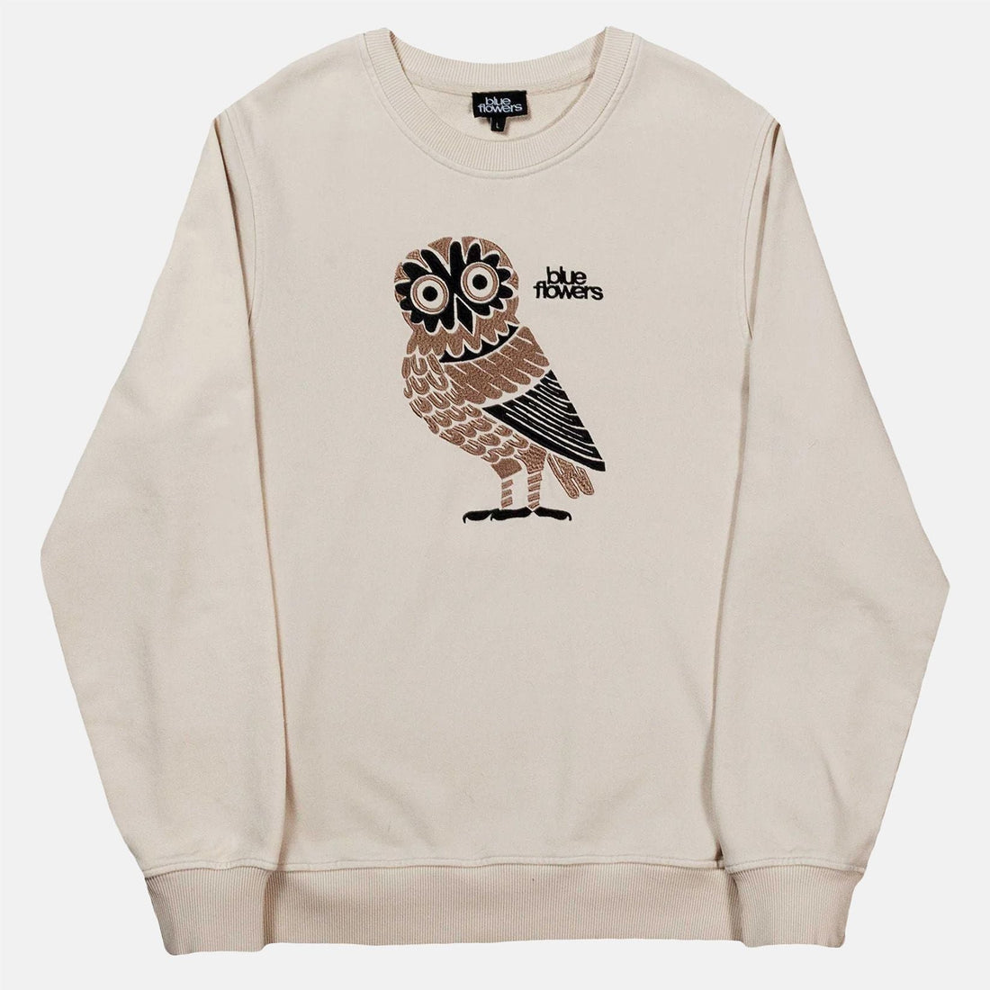 Blue Flowers Owl Sweatshirt - Cream Cream Bild 1