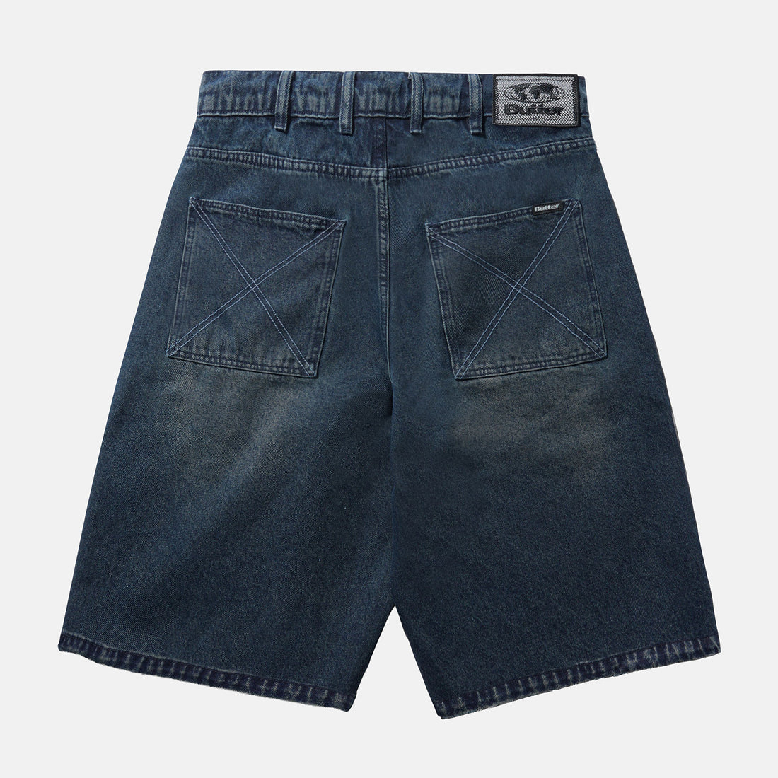 Butter Goods Distressed Big Denim Short - Washed Dark Blue Blau Bild 2