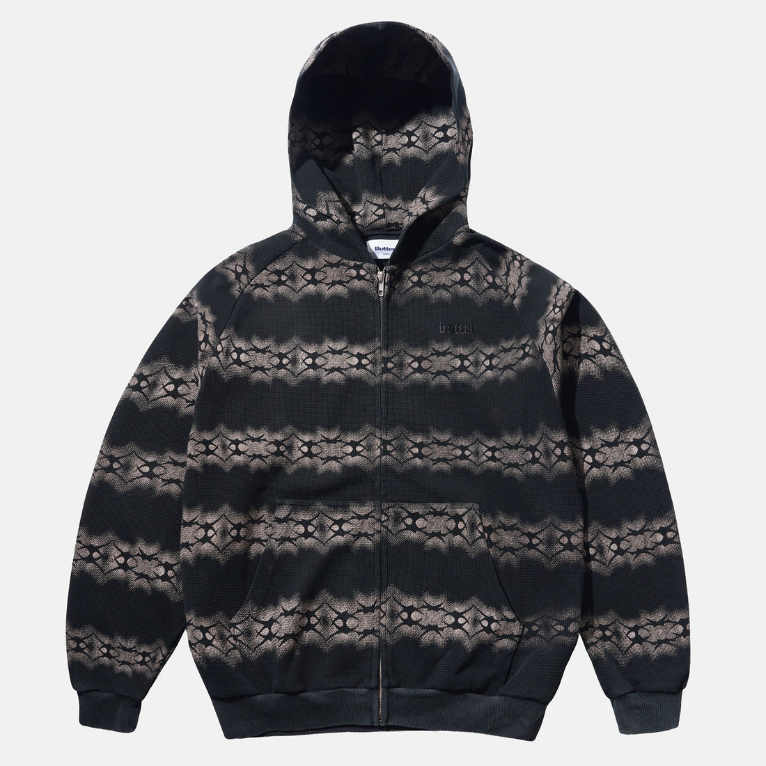 Butter Goods Faded Waffle Zip Hoodie - Washed Black Schwarz Bild 1