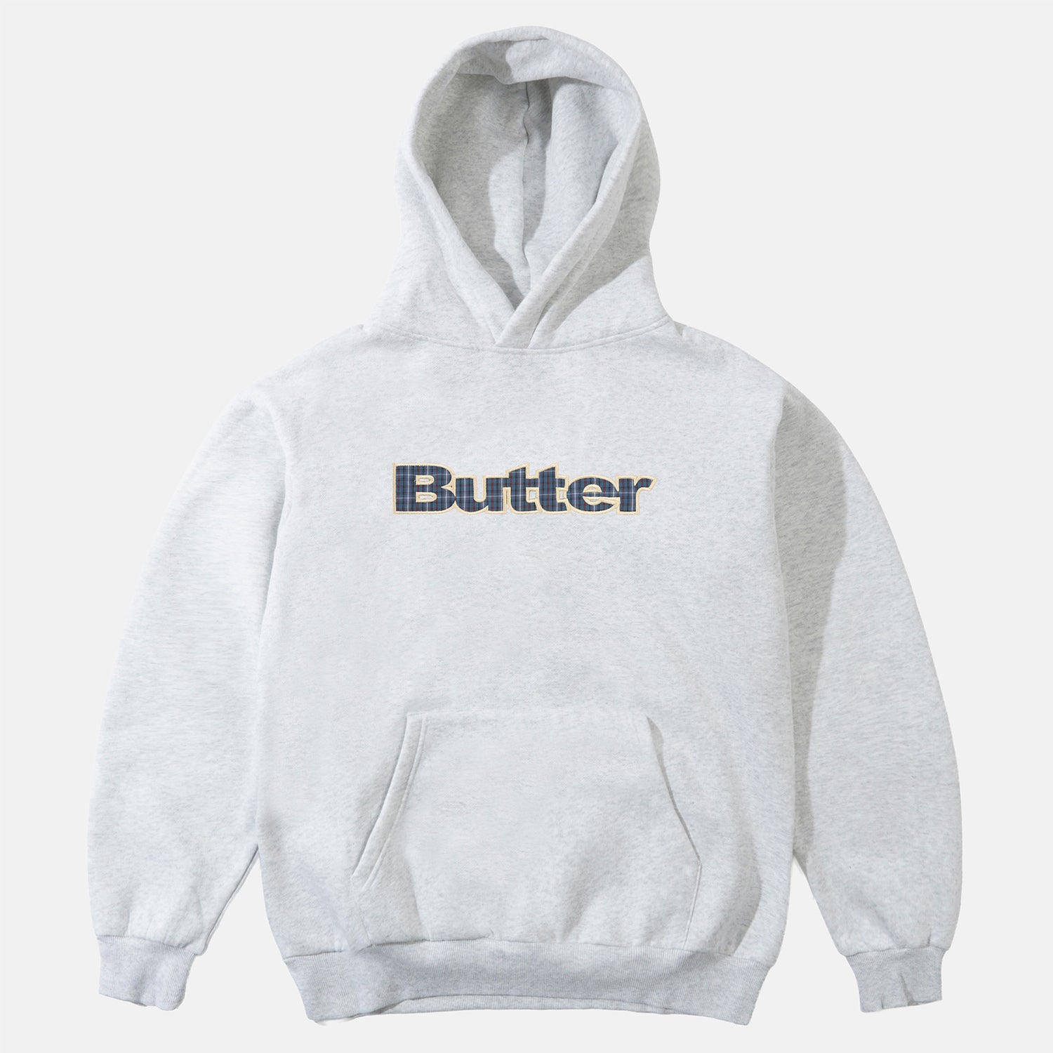 Butter Goods Plaid Logo Applique Hoodie - Ash Grau Bild 1