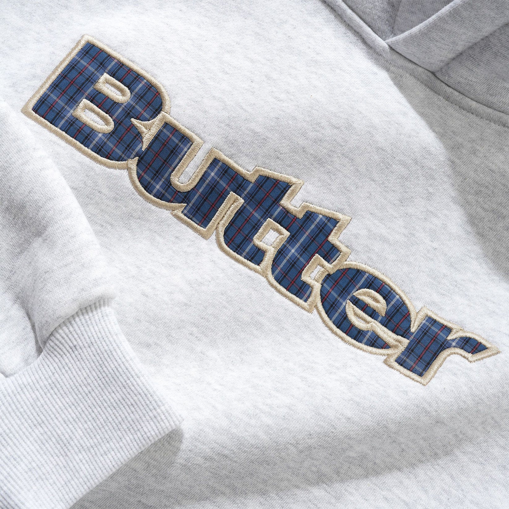 Butter Goods Plaid Logo Applique Hoodie - Ash Grau Bild 2