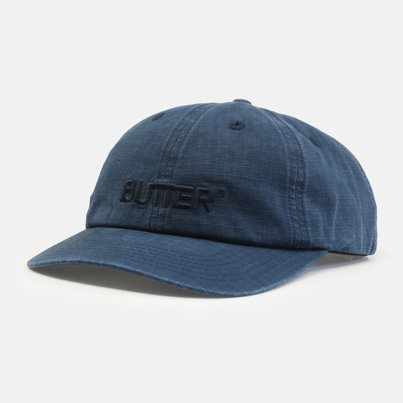 Butter Goods Ripstop Rounded Logo 6 Panel Cap - Washed Navy Blau Bild 1