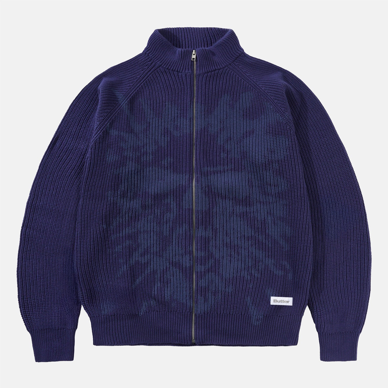 Butter Goods Shout Zip-Thru Knit Sweater - Blue Blau Bild 1