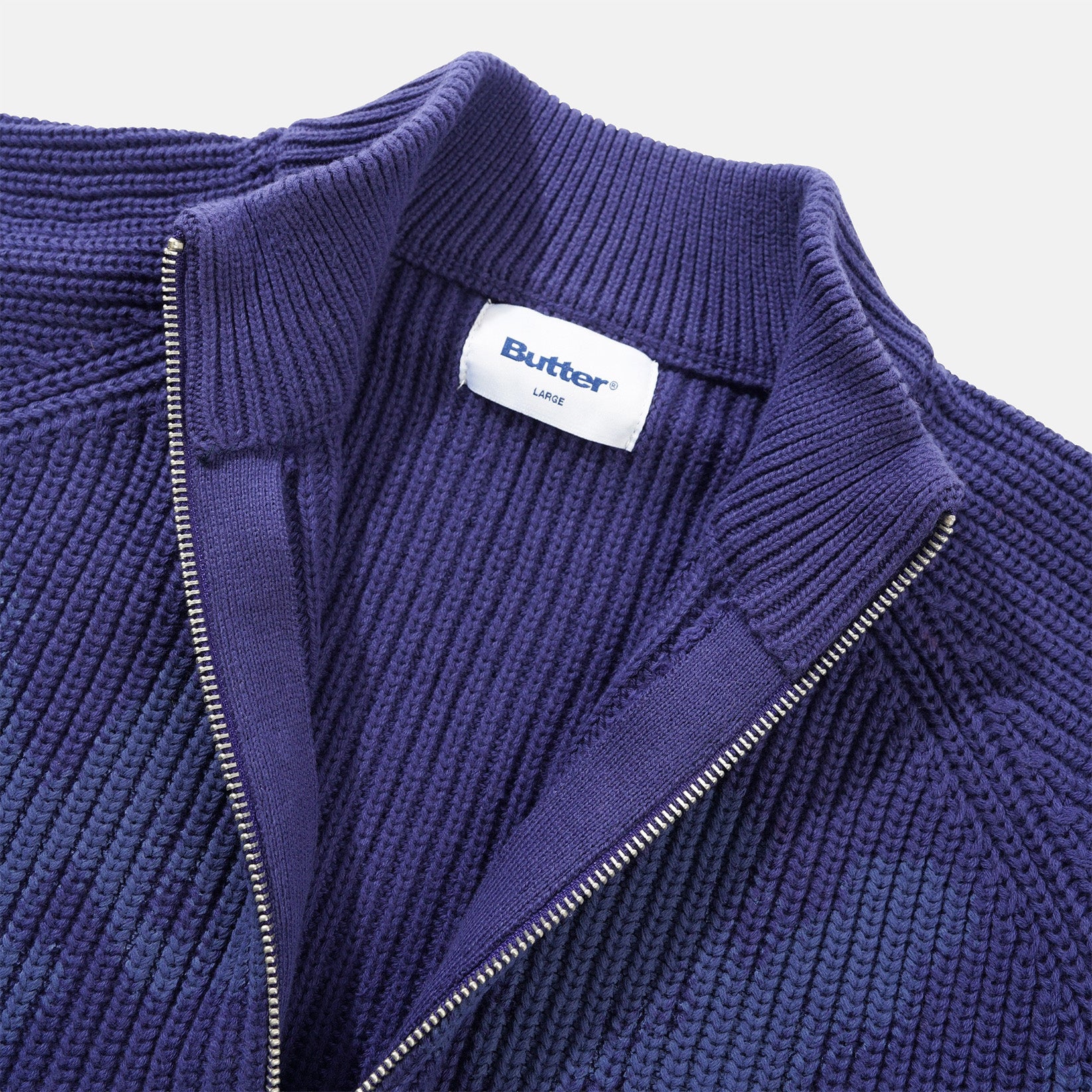 Butter Goods Shout Zip-Thru Knit Sweater - Blue Blau Bild 2