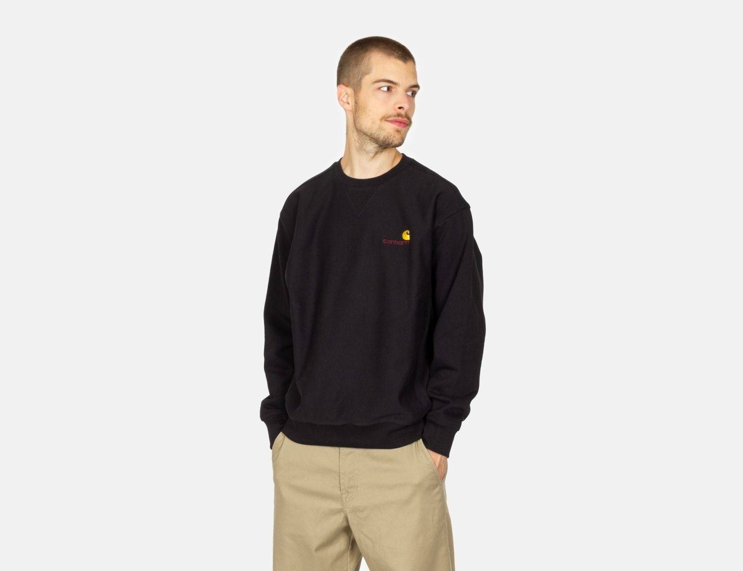 Carhartt WIP American Script Crew Neck - Black - Blowout Skateshop