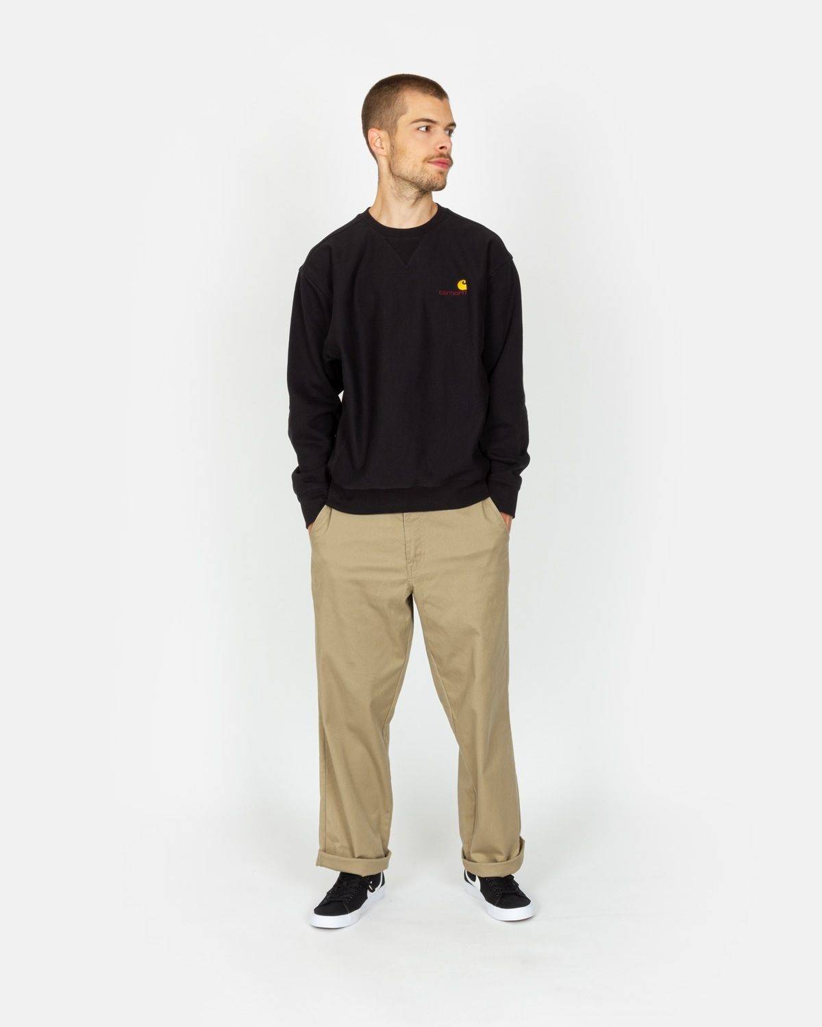 Carhartt WIP American Script Crew Neck - Black - Blowout Skateshop