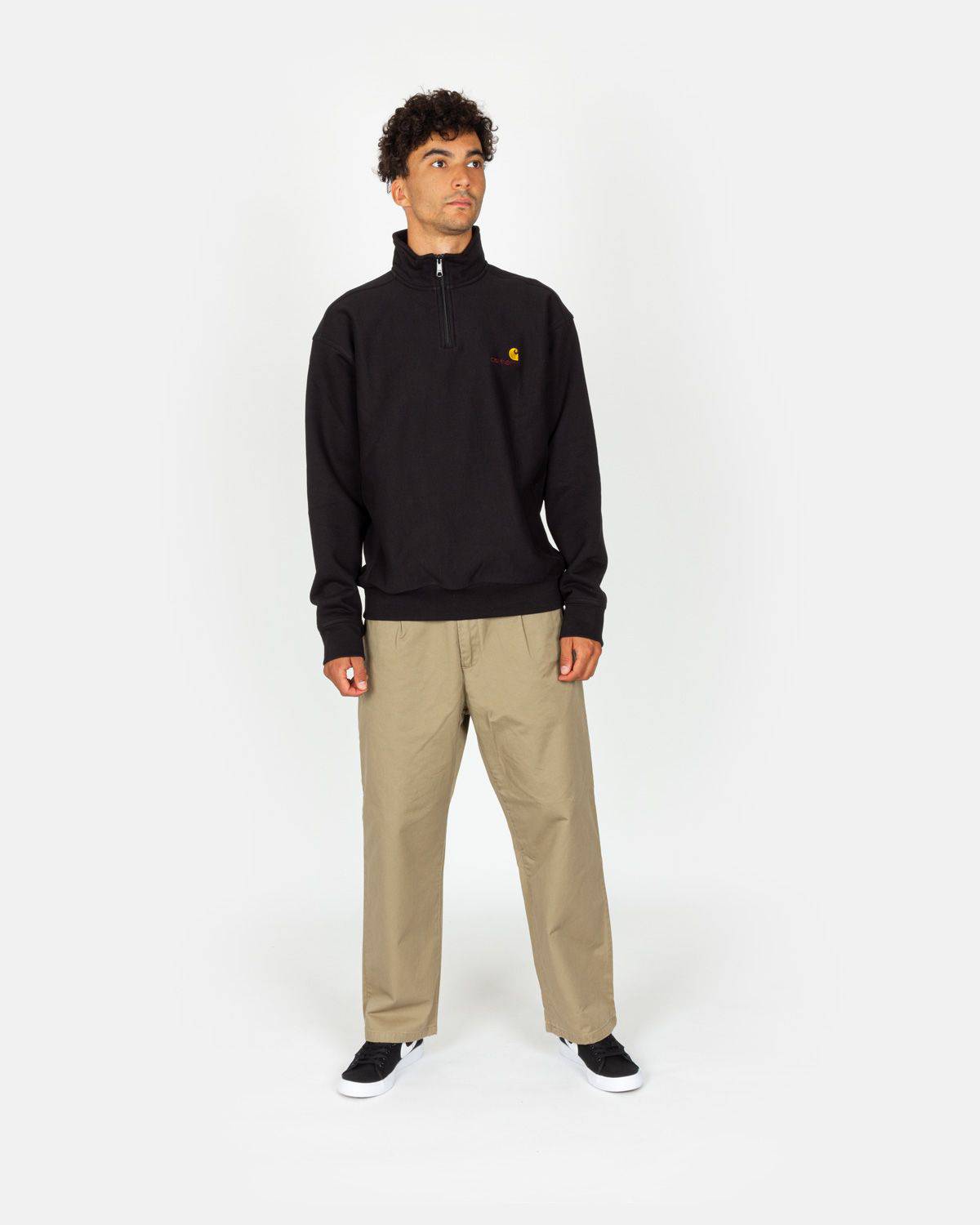 Carhartt WIP American Script Half Zip - Black - Blowout Skateshop