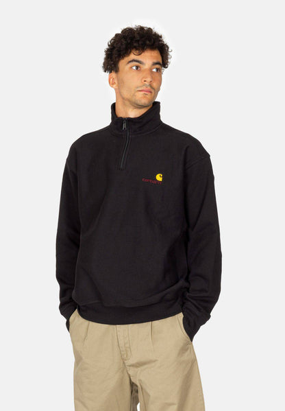 Carhartt WIP American Script Half Zip - Black - Blowout Skateshop