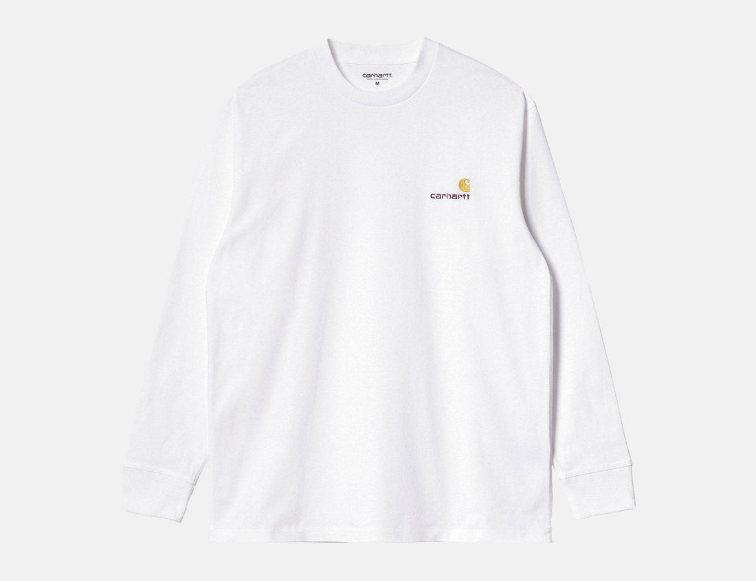 Carhartt WIP American Script Longsleeve - White - Blowout Skateshop