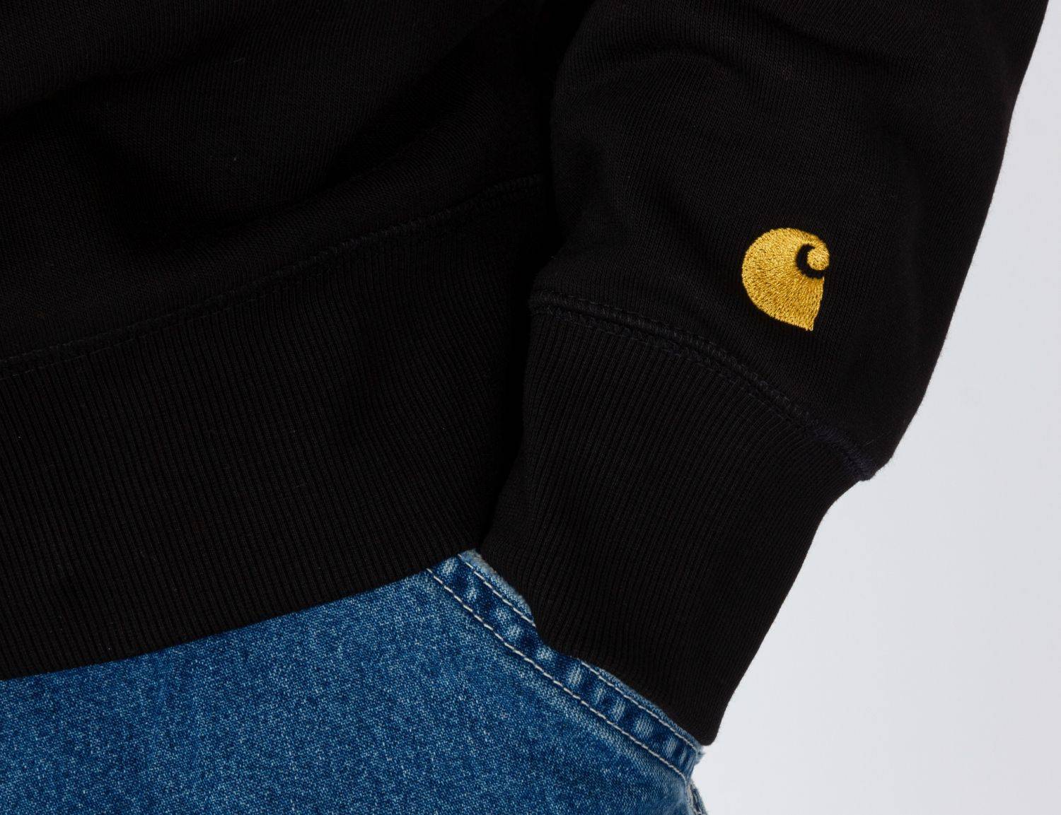 Carhartt WIP Chase Crew Neck - Black / Gold - Blowout Skateshop