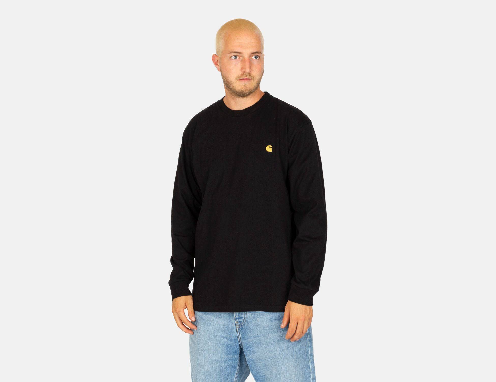 Carhartt WIP Chase Longsleeve - Black / Gold - Blowout Skateshop