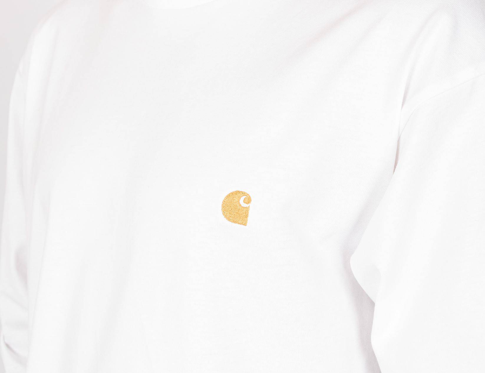 Carhartt WIP Chase Longsleeve - White / Gold - Blowout Skateshop