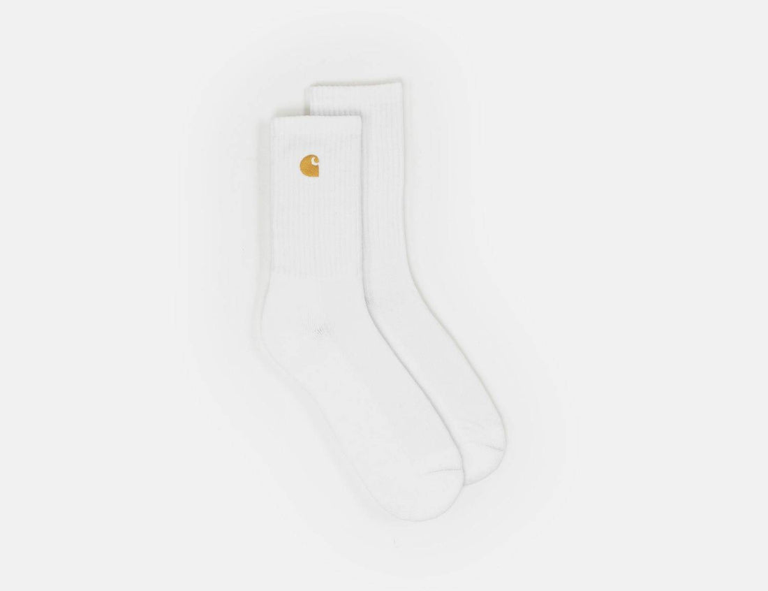 Carhartt WIP Chase Socks - White / Gold - Blowout Skateshop