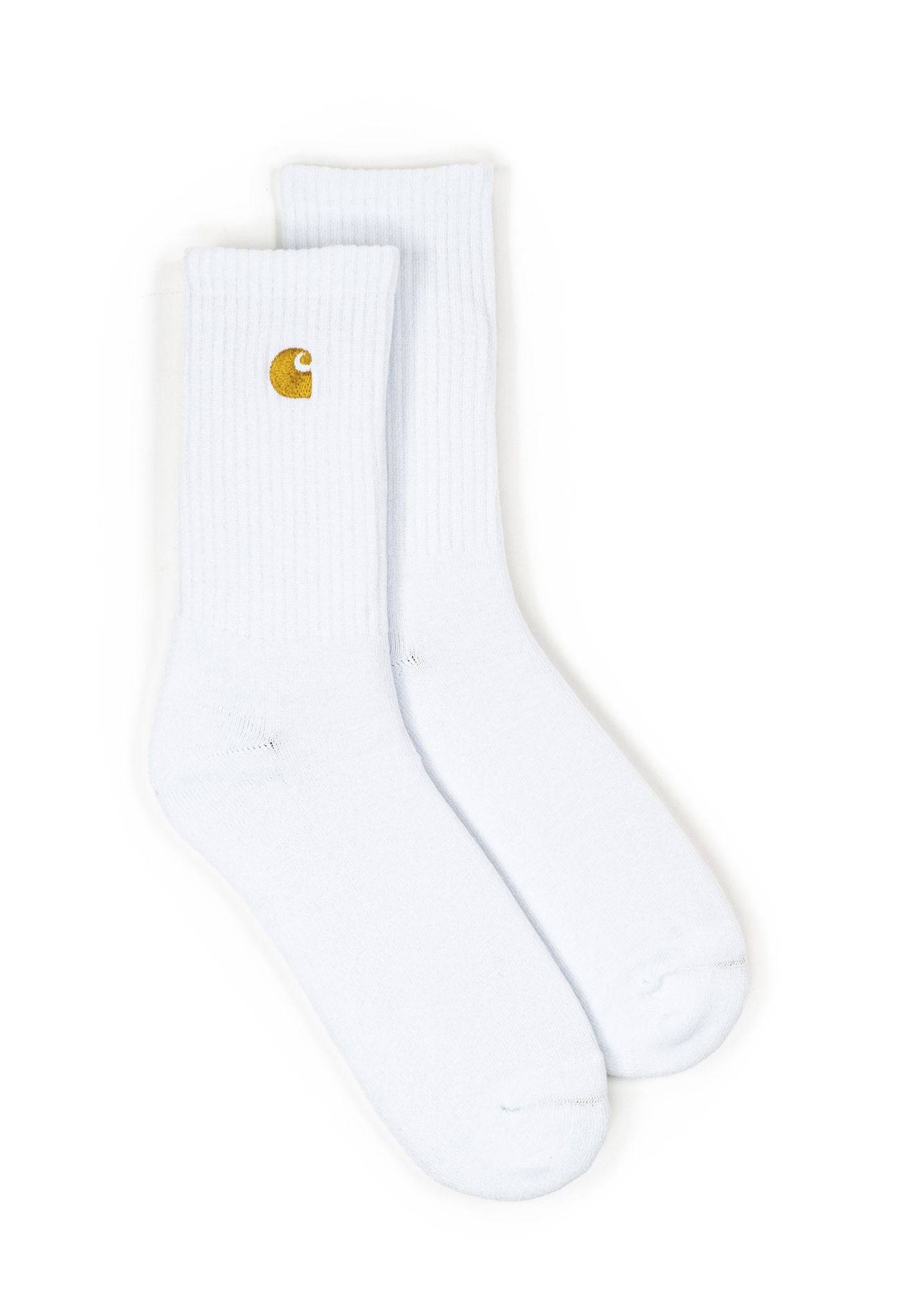 Carhartt WIP Chase Socks - White / Gold - Blowout Skateshop