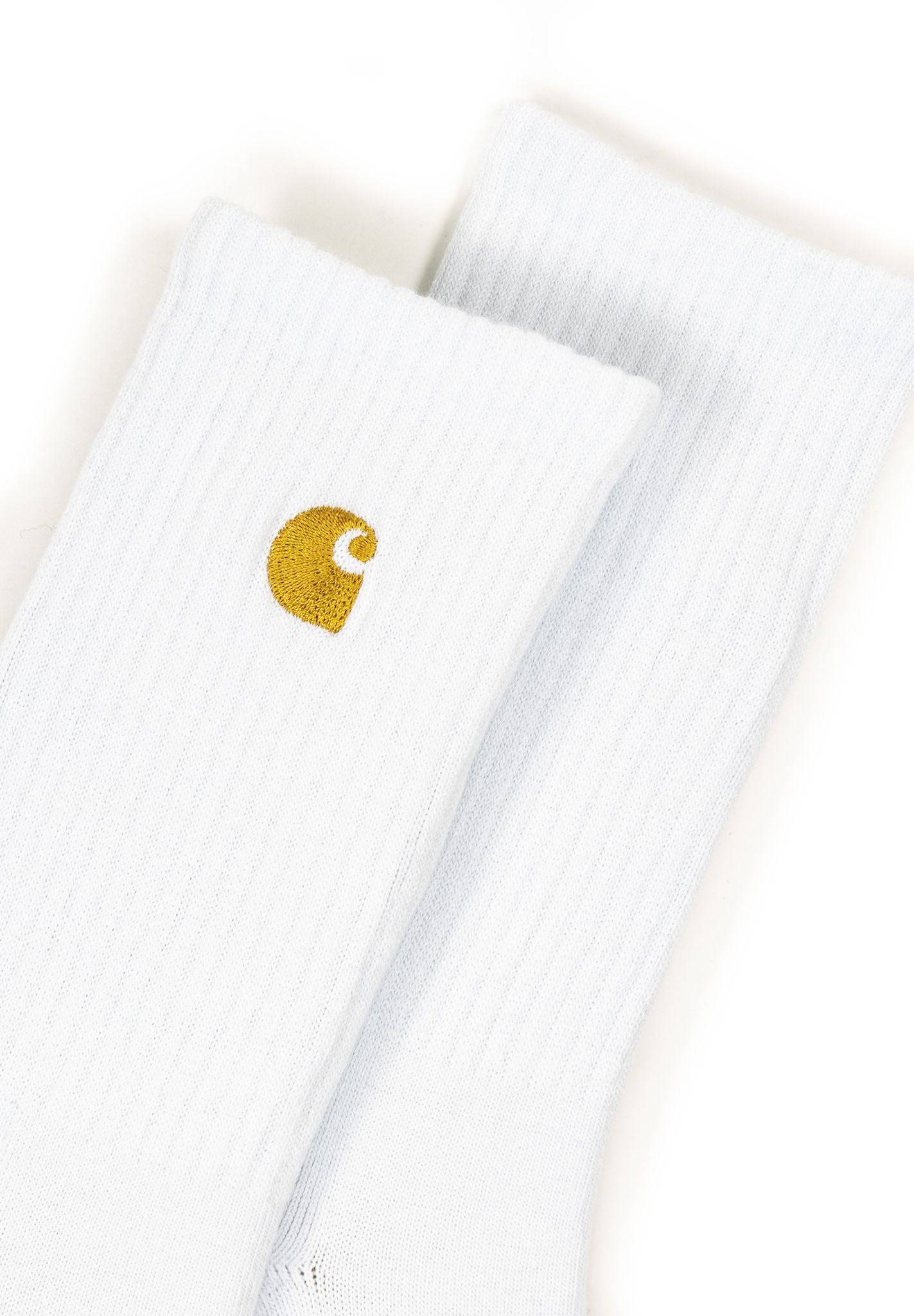 Carhartt WIP Chase Socks - White / Gold - Blowout Skateshop