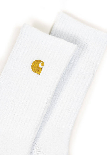 Carhartt WIP Chase Socks - White / Gold - Blowout Skateshop