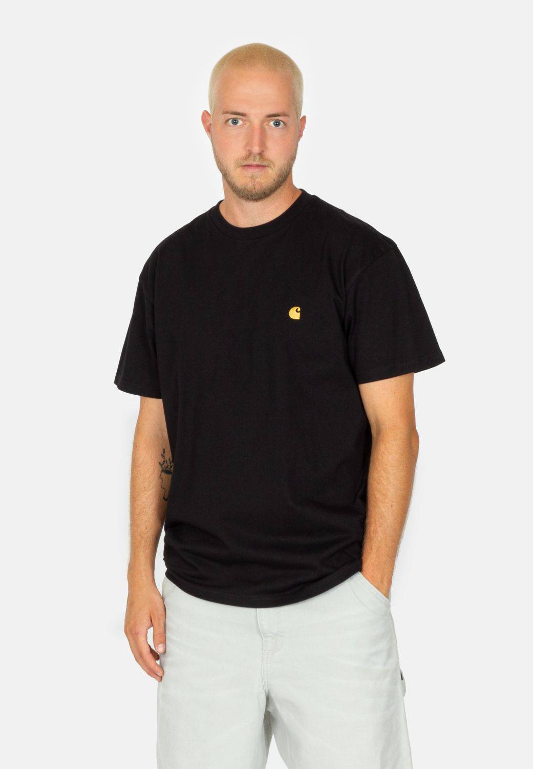 Carhartt WIP Chase T-Shirt - Black / Gold - Blowout Skateshop