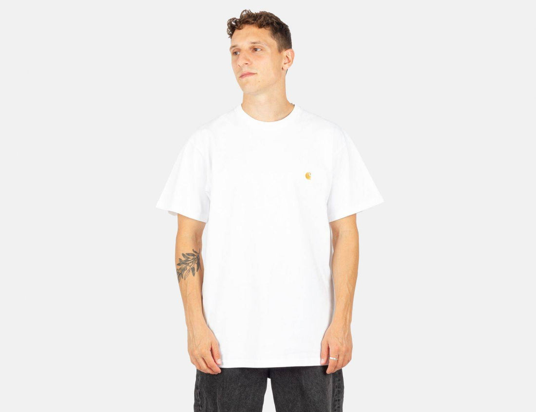 Carhartt WIP Chase T-Shirt - White/Gold - Blowout Skateshop