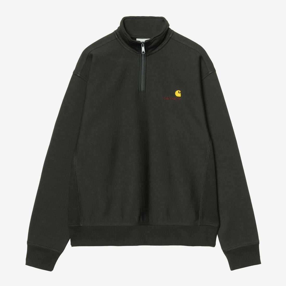 Carhartt WIP Half Zip American Script Sweat in Raven, Vorderansicht