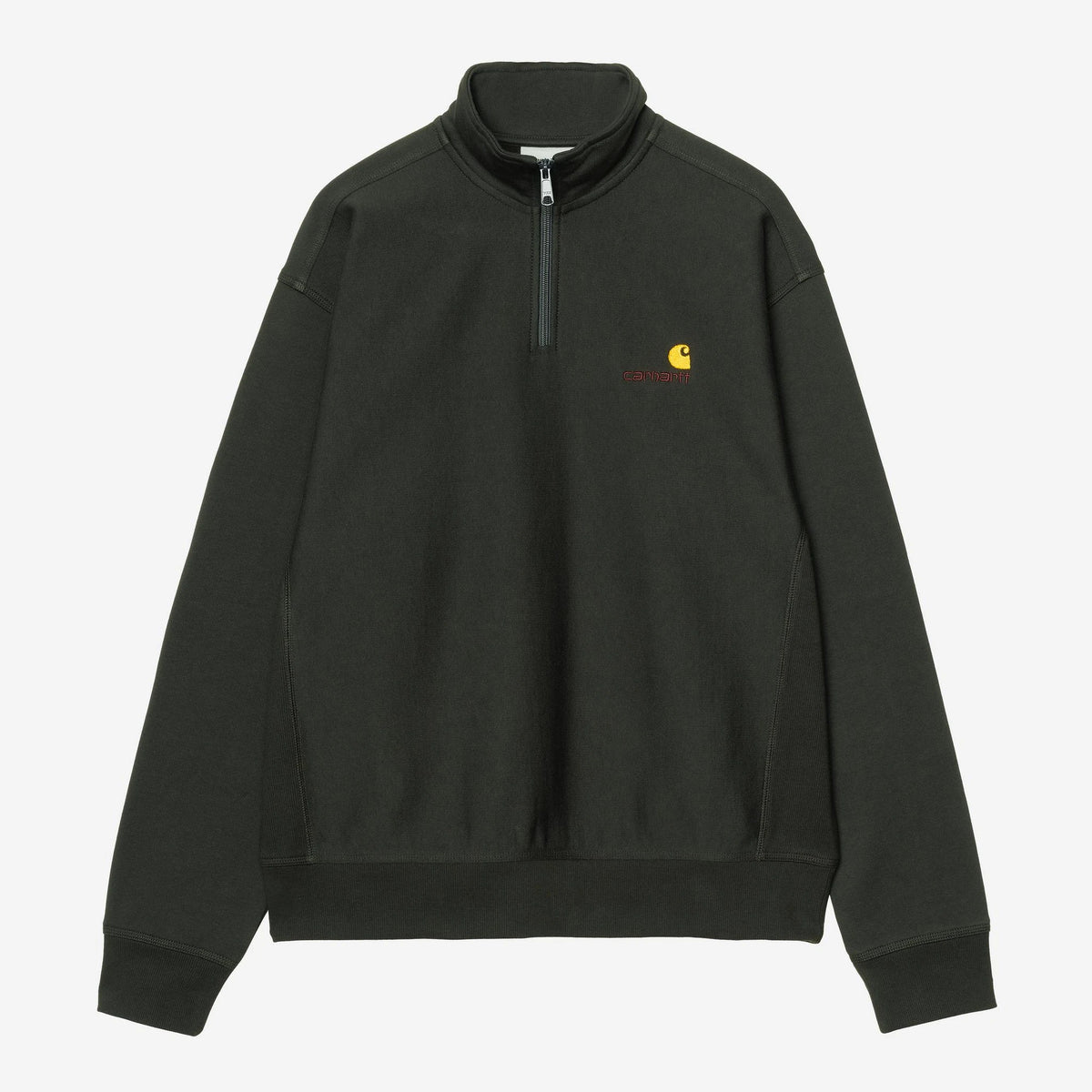 Carhartt WIP Half Zip American Script Sweat in Raven, Vorderansicht