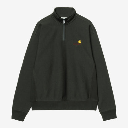 Carhartt WIP Half Zip American Script Sweat in Raven, Vorderansicht